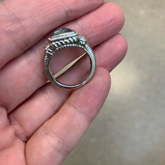 Judith Ripka SS, green amethyst and CZ -size 6.75 ring - Picture 10 of 14